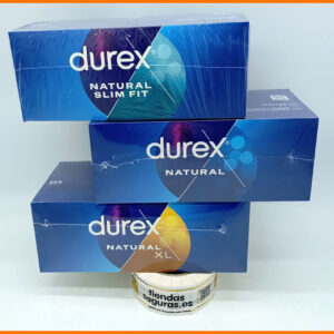 1 Caja Durex Slim Fit 144 Preservativos + 1 caja Durex XL 144 Preservativos + 1 caja durex natural 144 preservativos