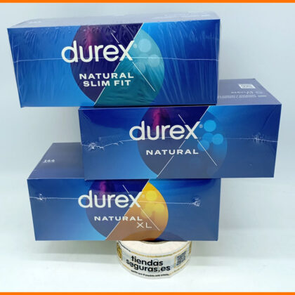 1 Caja Durex Slim Fit 144 Preservativos + 1 caja Durex XL 144 Preservativos + 1 caja durex natural 144 preservativos