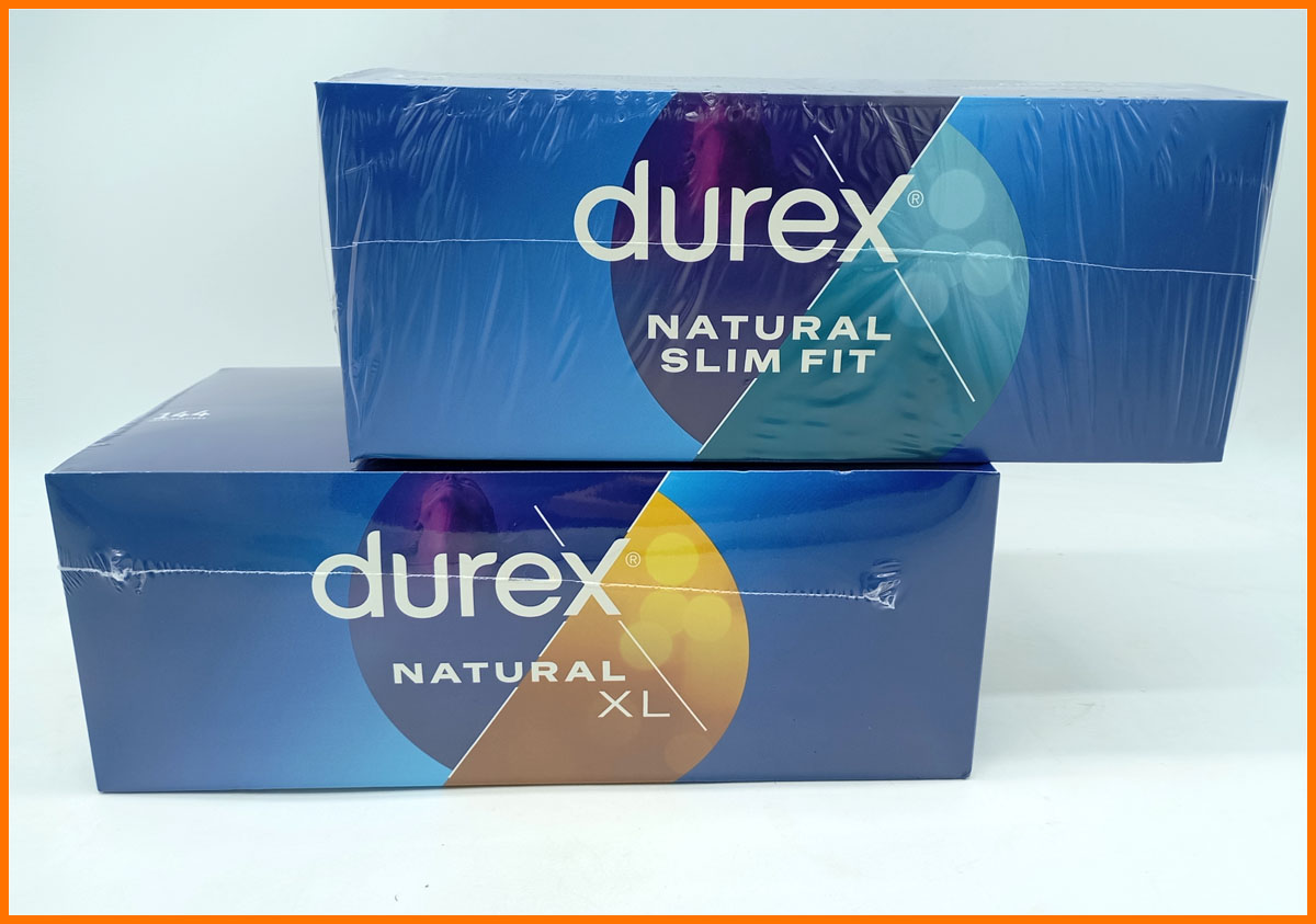 1 Caja Durex Slim Fit 144 Preservativos + 1 caja Durex XL 144 Preservativos