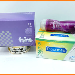 1 Caja Faire Natural 144 Preservativos + 1 Caja Pasante Femenino 30 Preservativos + Lubricante Durex Alove Vera 200ml